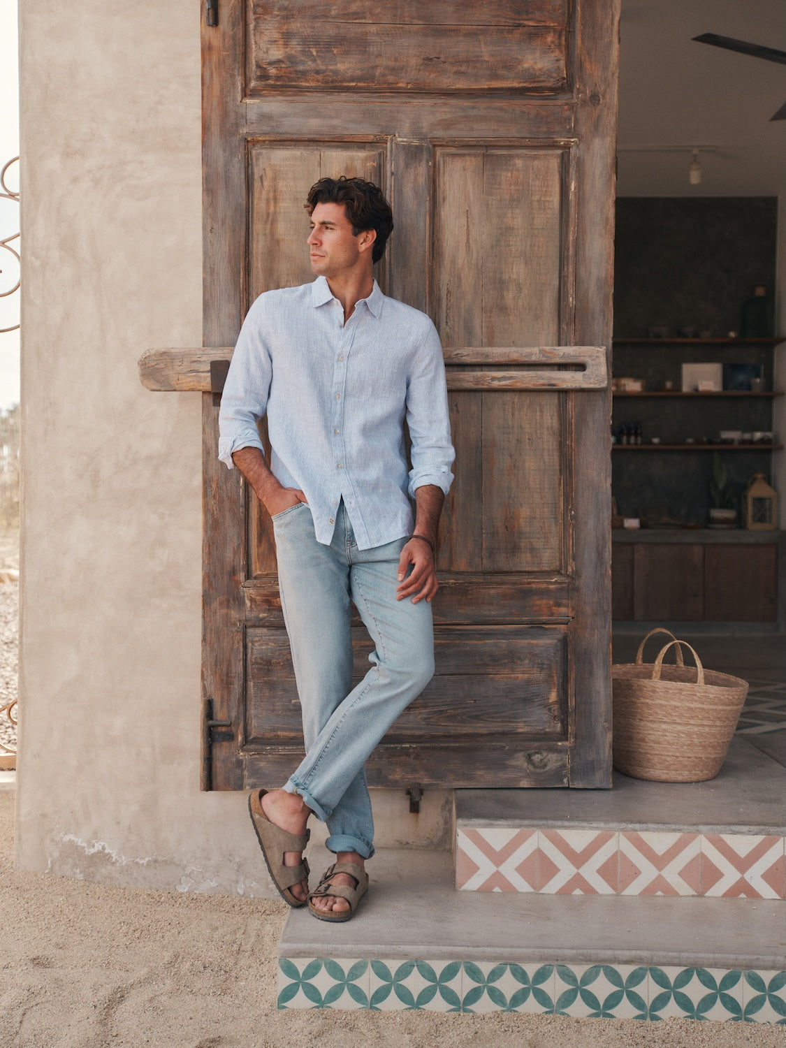 Light blue shirt and jeans outfit